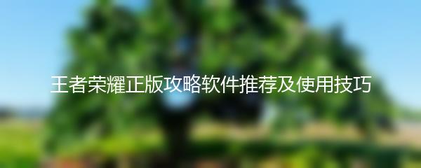 王者荣耀正版攻略软件推荐及使用技巧