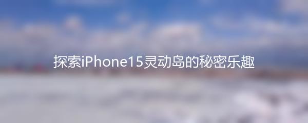 探索iPhone15灵动岛的秘密乐趣
