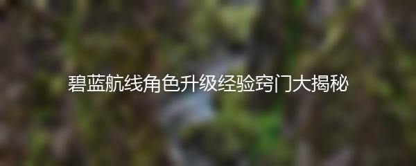碧蓝航线角色升级经验窍门大揭秘