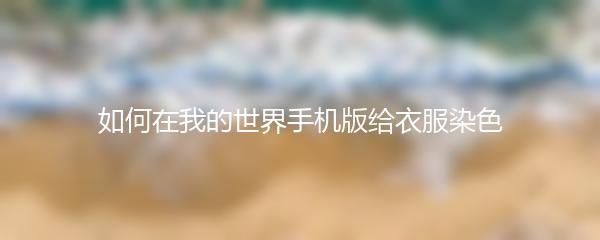 如何在我的世界手机版给衣服染色