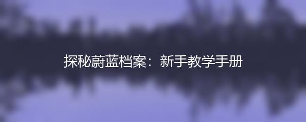 探秘蔚蓝档案：新手教学手册