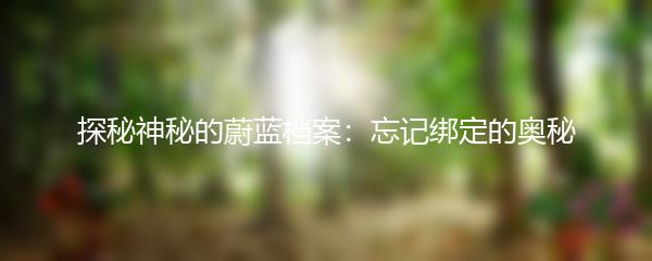 探秘神秘的蔚蓝档案：忘记绑定的奥秘