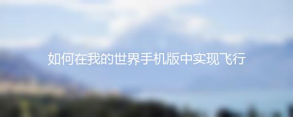 如何在我的世界手机版中实现飞行