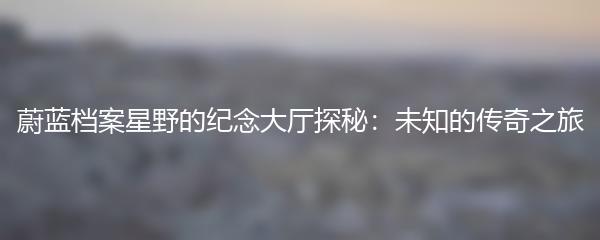 蔚蓝档案星野的纪念大厅探秘：未知的传奇之旅