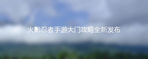 火影忍者手游大门攻略全新发布