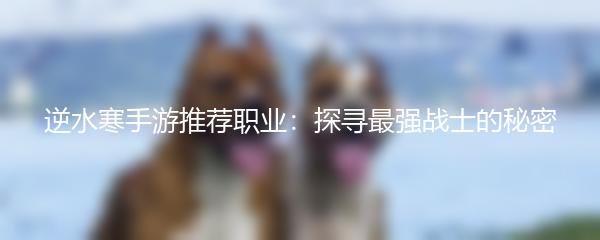 逆水寒手游推荐职业：探寻最强战士的秘密