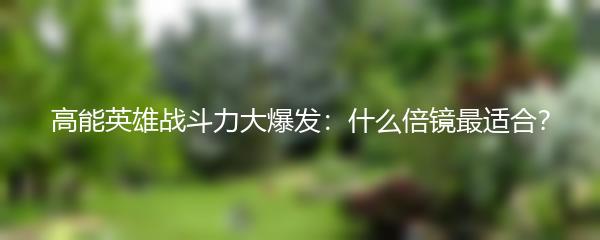 高能英雄战斗力大爆发：什么倍镜最适合？