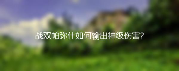 战双帕弥什如何输出神级伤害？