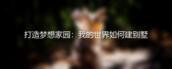 打造梦想家园：我的世界如何建别墅