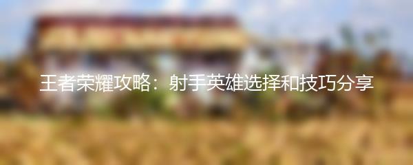 王者荣耀攻略：射手英雄选择和技巧分享