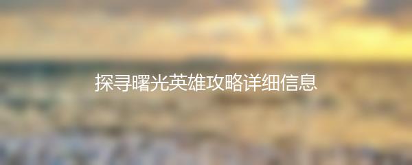探寻曙光英雄攻略详细信息