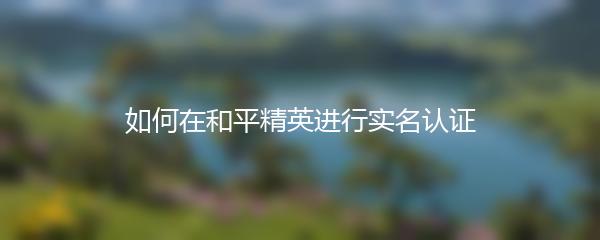 如何在和平精英进行实名认证