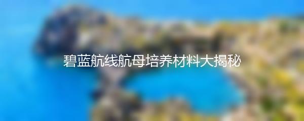 碧蓝航线航母培养材料大揭秘