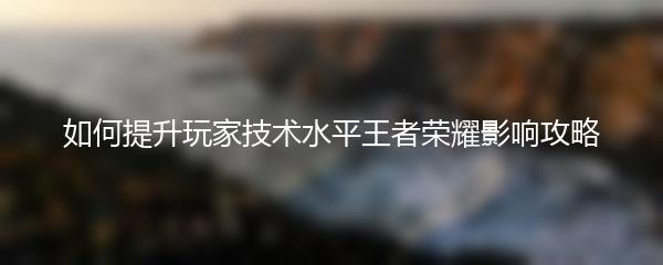 如何提升玩家技术水平王者荣耀影响攻略