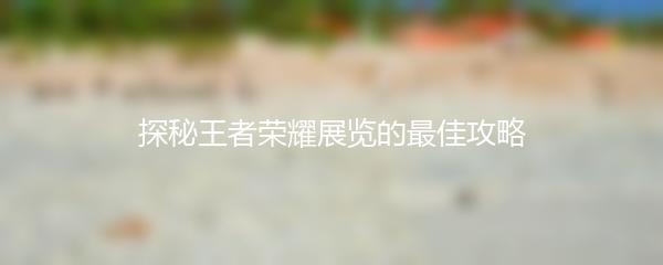 探秘王者荣耀展览的最佳攻略