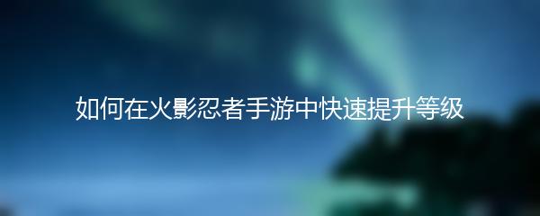 如何在火影忍者手游中快速提升等级