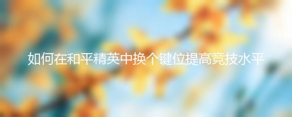 如何在和平精英中换个键位提高竞技水平