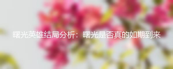 曙光英雄结局分析：曙光是否真的如期到来