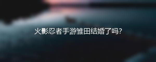 火影忍者手游雏田结婚了吗？