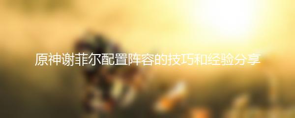 原神谢菲尔配置阵容的技巧和经验分享