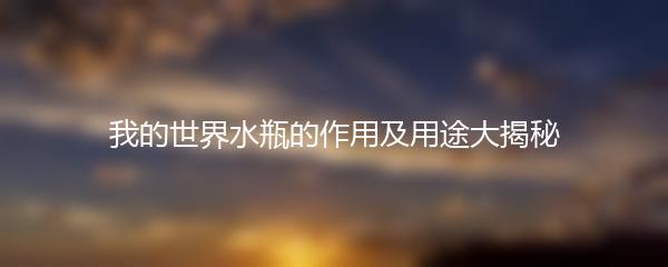 我的世界水瓶的作用及用途大揭秘