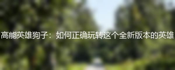 高能英雄狗子：如何正确玩转这个全新版本的英雄