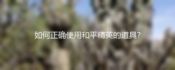 如何正确使用和平精英的道具？