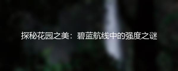 探秘花园之美：碧蓝航线中的强度之谜