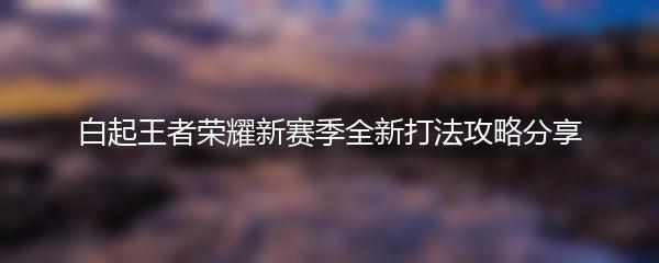 白起王者荣耀新赛季全新打法攻略分享