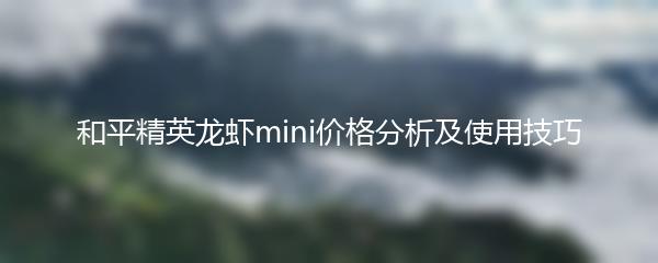 和平精英龙虾mini价格分析及使用技巧