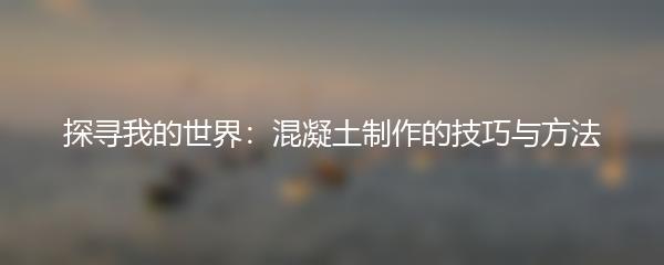 探寻我的世界：混凝土制作的技巧与方法