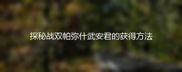 探秘战双帕弥什武安君的获得方法