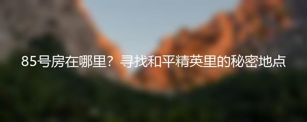 85号房在哪里？寻找和平精英里的秘密地点