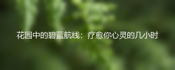 花园中的碧蓝航线：疗愈你心灵的几小时