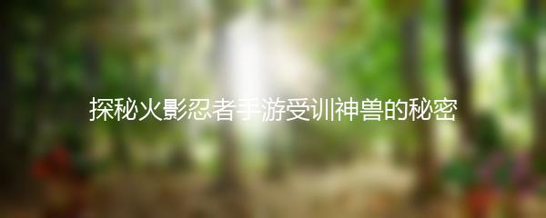 探秘火影忍者手游受训神兽的秘密