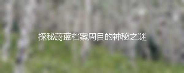 探秘蔚蓝档案周目的神秘之谜