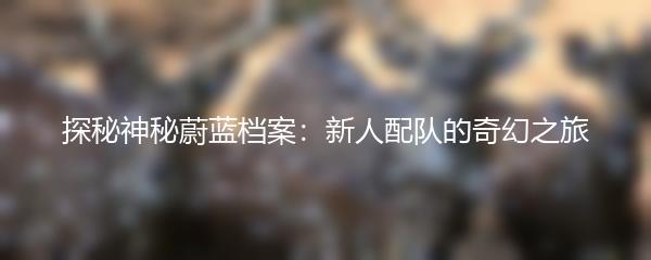 探秘神秘蔚蓝档案：新人配队的奇幻之旅