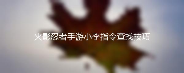 火影忍者手游小李指令查找技巧
