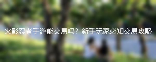 火影忍者手游能交易吗？新手玩家必知交易攻略