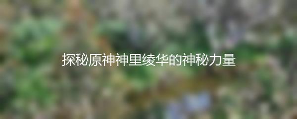 探秘原神神里绫华的神秘力量