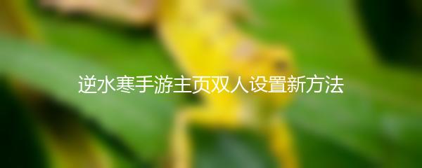 逆水寒手游主页双人设置新方法