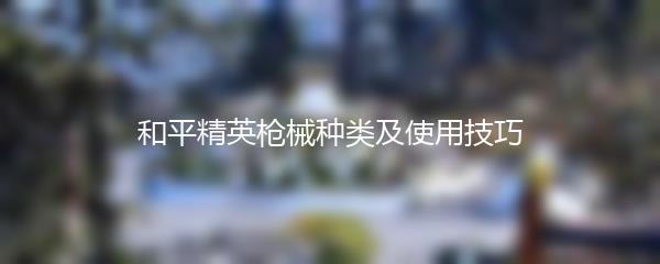 和平精英枪械种类及使用技巧