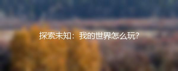 探索未知：我的世界怎么玩？