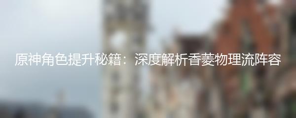 原神角色提升秘籍：深度解析香菱物理流阵容