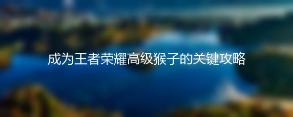 成为王者荣耀高级猴子的关键攻略