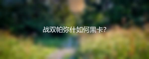 战双帕弥什如何黑卡？