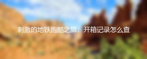 刺激的地铁跑酷之旅：开箱记录怎么查