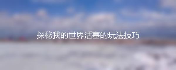 探秘我的世界活塞的玩法技巧