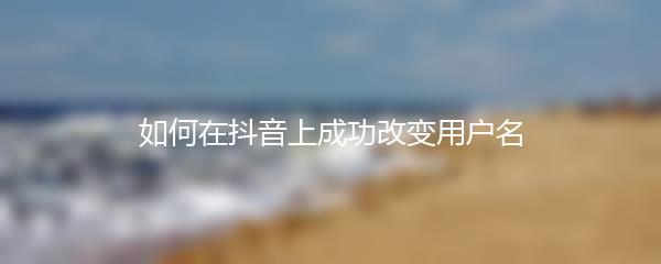 如何在抖音上成功改变用户名