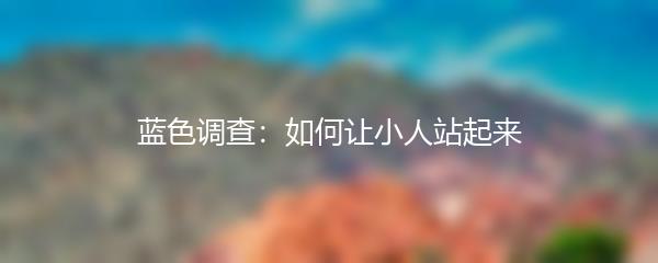 蓝色调查：如何让小人站起来